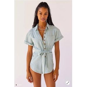 URBAN OUTFITTERS BDG Devon Linen Tie-Waist Romper